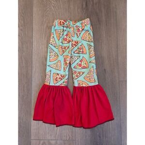 Small Shop Boutique Infant 18-24month Bell Bottom Pizza Print Pants with Ruffles